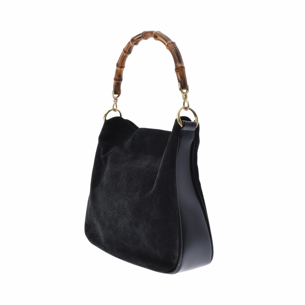 Gucci Shoulder Suede Mark Hobo Sale Black Bag Bamboo Calfskin